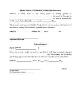 Show details for Arkansas Revocation of Power of Attorney Picture of Arkansas Revocation of Power of Attorney