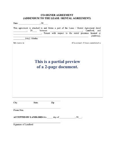 Picture of Alaska Lease Co-Signer Agreement