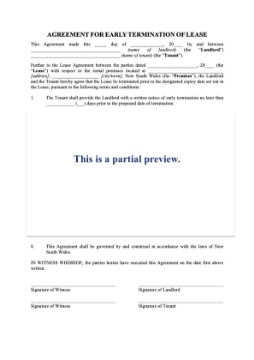 Show details for New South Wales Early Termination of Lease Agreement Picture of New South Wales Early Termination of Lease Agreement
