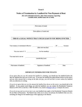Manitoba Landlord Notice of Termination Forms Manitoba forms for landlord to terminate residential tenancy