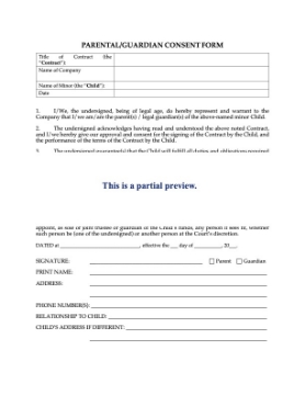 Consent of Parent or Guardian for Minor to Enter into Contract Consent of Parent or Guardian for Minor to Enter into Contract