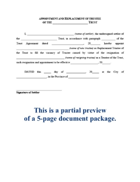 Canada Forms to Replace Trustee Canada Forms to Replace Trustee