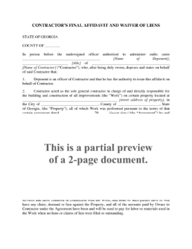 Georgia Contractor's Final Affidavit and Waiver Georgia Contractor's Final Affidavit and Waiver