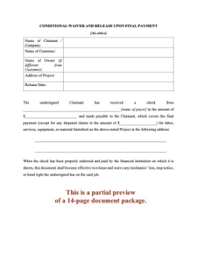 Alaska Lien Waiver and Release Forms Alaska Lien Waiver and Release Forms