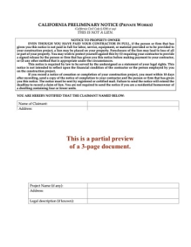 California Preliminary Notice - Private Works California Preliminary Notice - Private Works