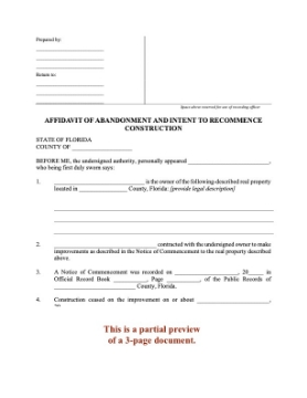 Florida Affidavit of Abandonment Form Florida Affidavit of Abandonment Form