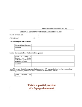Illinois Original Contractor Mechanics Lien Claim Illinois Original Contractor Mechanics Lien Claim