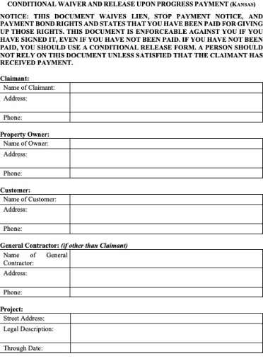 Picture of Kansas Lien Waiver and Release Forms Package