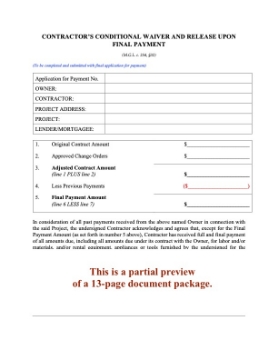 Massachusetts Lien Waiver and Release Forms Package Massachusetts Lien Waiver and Release Forms Package