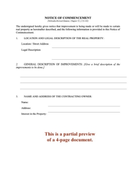 Nebraska Notice of Commencement Nebraska Notice of Commencement