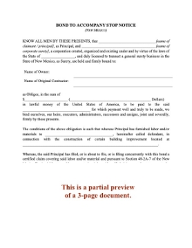 New Mexico Bond to Accompany Stop Notice New Mexico Bond to Accompany Stop Notice