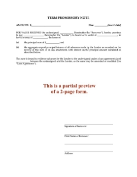 Grid Promissory Note for multiple loan advances Grid Promissory Note for multiple loan advances