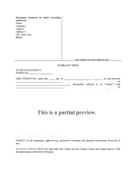 Louisiana Warranty Deed Form Louisiana Warranty Deed Form