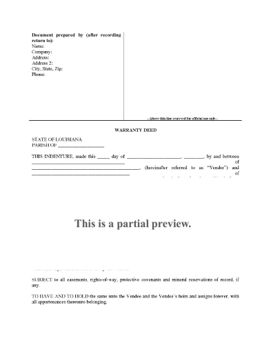 Louisiana Warranty Deed Form
