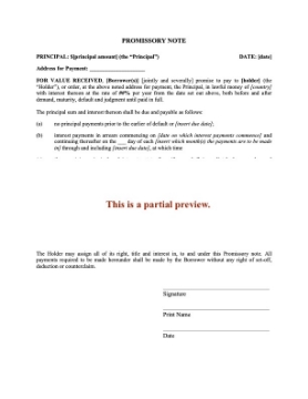 Promissory Note for Interest Payments Only Promissory Note for Interest Payments Only