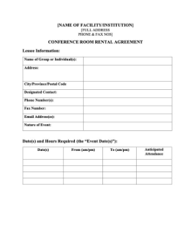 Conference Room Rental Agreement Conference Room Rental Agreement