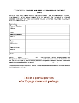Show details for Iowa Lien Waiver and Release Forms Package Picture of Iowa Lien Waiver and Release Forms Package