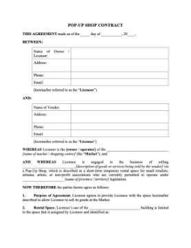 Canada Pop-Up Shop Contract Canada Pop-Up Shop Contract