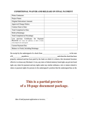Ohio Lien Waiver and Release Forms package of Ohio Lien Waiver and Release Forms