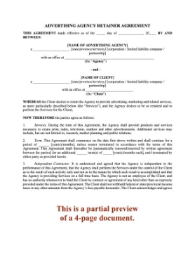 Advertising Agency Retainer Agreement Advertising Agency Retainer Agreement