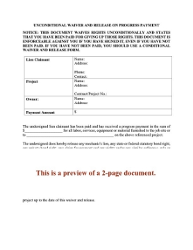 South Carolina Unconditional Lien Waiver and Release - Progress Payment South Carolina Unconditional Lien Waiver and Release - Progress Payment