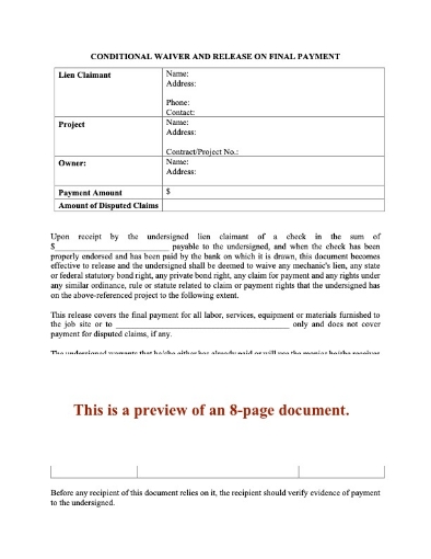 South Carolina Lien Waiver and Release Forms Package