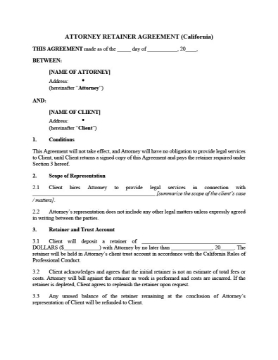 California Attorney Retainer Agreement California Attorney Retainer Agreement