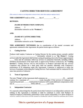 Casting Director Services Agreement Casting Director Services Agreement