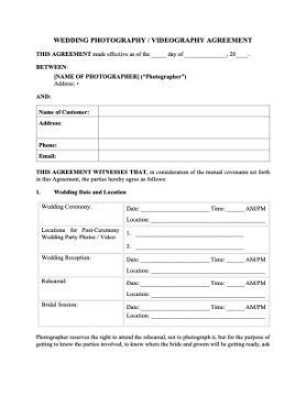 Wedding Photography & Videography Contract Wedding Photography & Videography Contract