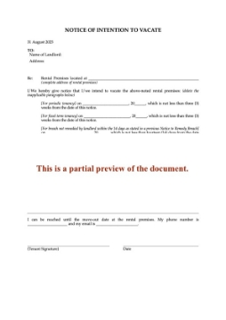 Australian Capital Territory Tenant Notice to Landlord of Intention to Vacate Australian Capital Territory Tenant Notice to Landlord of Intention to Vacate