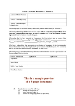 Queensland Application for Residential Tenancy Queensland Application for Residential Tenancy