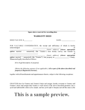 Minnesota Warranty Deed Minnesota Warranty Deed