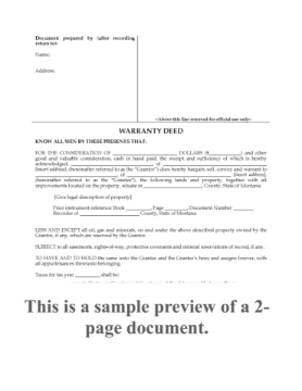 Montana Warranty Deed Form Montana Warranty Deed Form