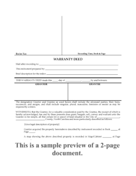 North Carolina Warranty Deed Form North Carolina Warranty Deed Form