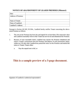 Missouri Notice of Abandonment Missouri Notice of Abandonment