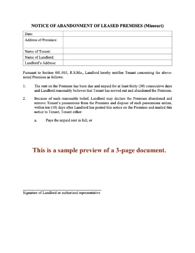 Missouri Notice of Abandonment