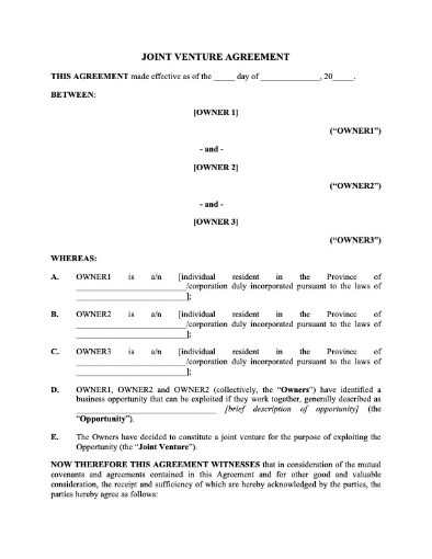 Manitoba Joint Venture Agreement