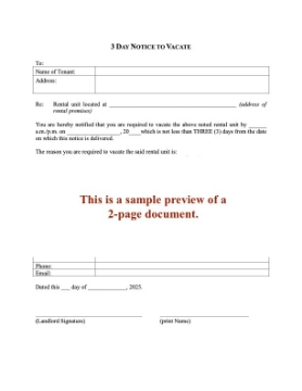 Texas 3 Day Notice to Vacate (not for nonpayment of rent) Texas 3 Day Notice to Vacate (for reasons other than nonpayment of rent)