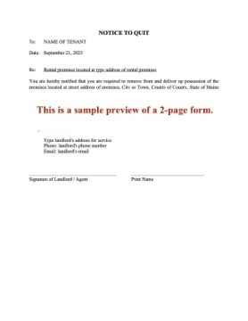Maine 30 Day Notice to Quit Maine 30 Day Notice to Quit