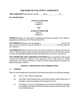 USA Tire Derived (TDF) Fuel Supply Agreement USA Tire Derived (TDF) Fuel Supply Agreement