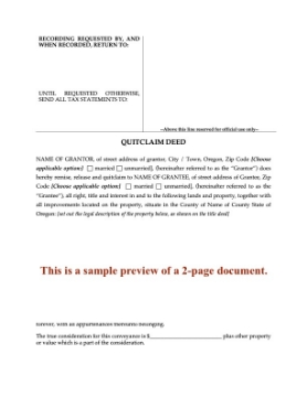 Oregon Quitclaim Deed Oregon Quitclaim Deed