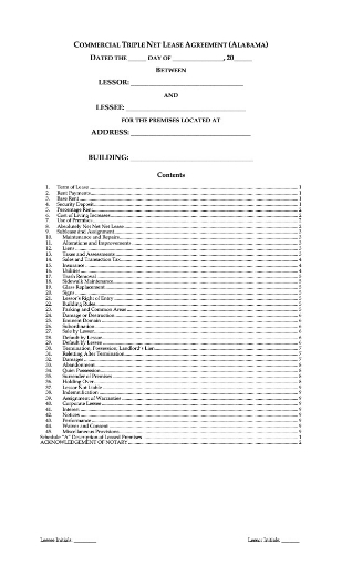Alabama Commercial Triple Net Lease Agreement