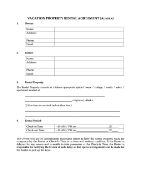 Alaska Vacation Property Short-Term Rental Agreement Alaska Vacation Property Short-Term Rental Agreement