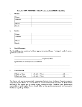 Ohio Vacation Property Short-Term Rental Agreement Ohio Vacation Property Short-Term Rental Agreement