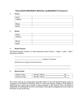 Vermont Vacation Property Short-Term Rental Agreement Vermont Vacation Property Short-Term Rental Agreement