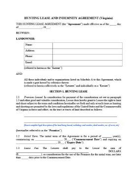 Virginia Hunting Lease Agreement Virginia Hunting Lease Agreement