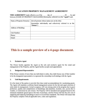 Property Management Agreement for Vacation Properties Property Management Agreement for Vacation Properties
