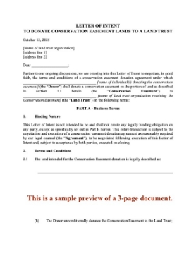 Letter of Intent to Donate Conservation Easement to Land Trust Letter of Intent to Donate Conservation Easement to Land Trust