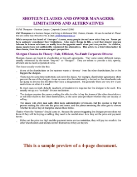 Shotgun Clauses and Owner Managers Shotgun Clauses and Owner Managers