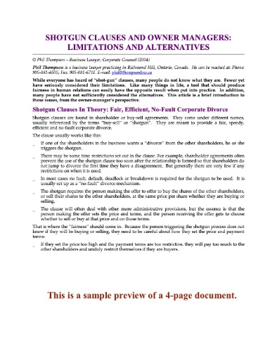 Shotgun Clauses and Owner Managers